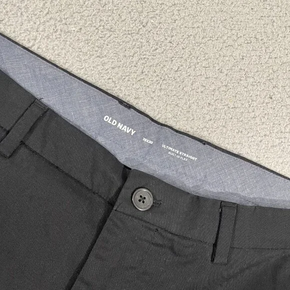Old Navy Ultimate Straight Pants Men 38 Black Built in Flex Chinos - Picture 2 of 11